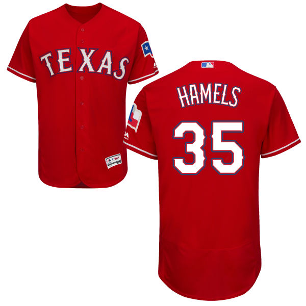 Texas Rangers Cole Hamels #35 Majestic Red Authentic Collection Flexbase Jersey