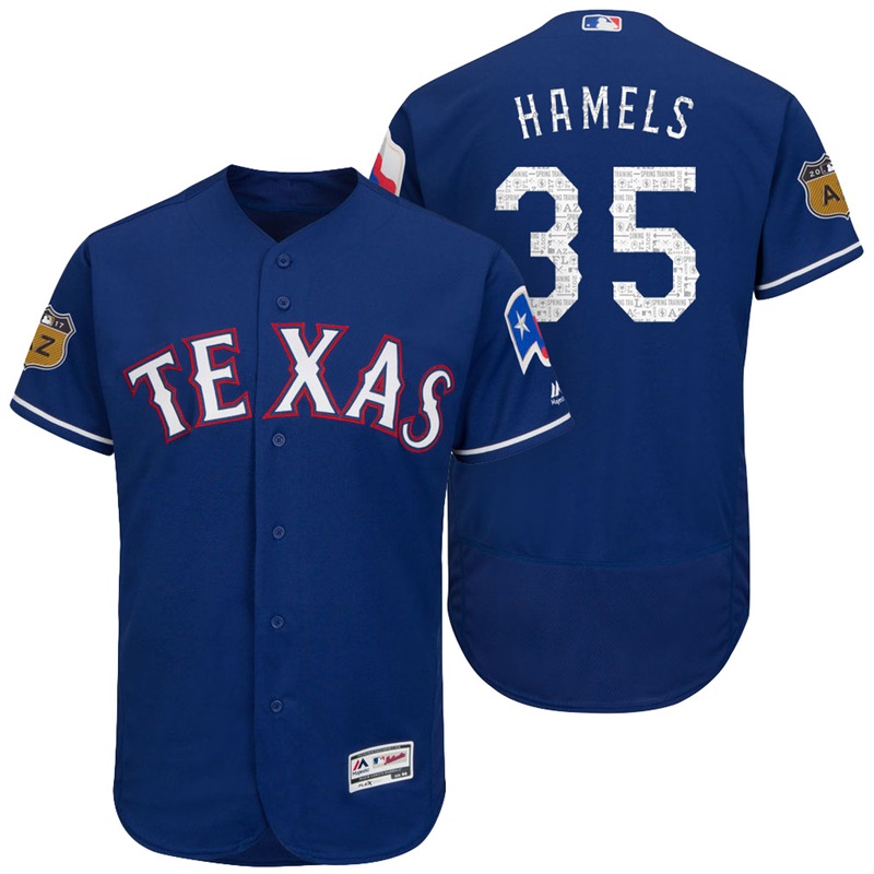 Texas Rangers Cole Hamels #35 Royal 2017 Spring Training Cactus League Patch Authentic Collection Flex Base Jersey