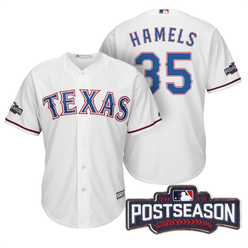 Texas Rangers Cole Hamels #35 AL West Division Champions White 2016 Postseason Patch Cool Base Jersey