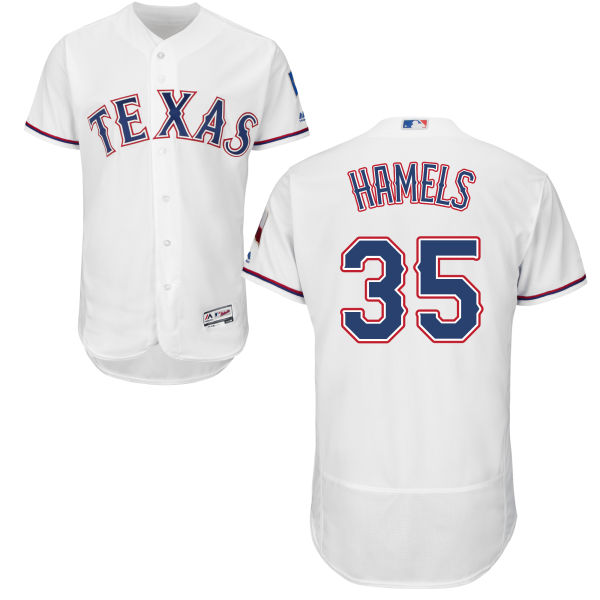 Texas Rangers Cole Hamels #35 Majestic White Authentic Collection Flexbase Jersey