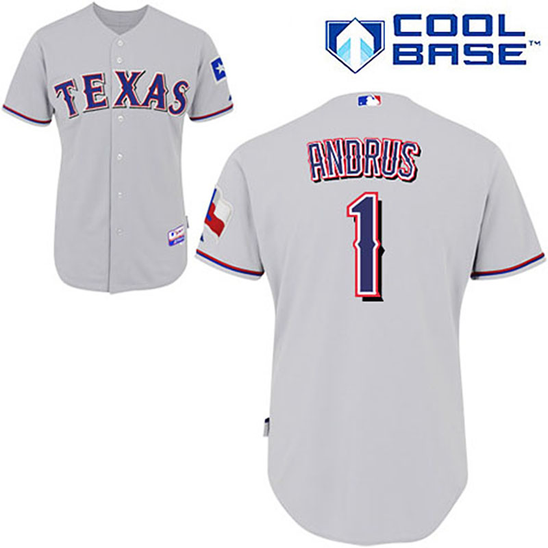 Texas Rangers #1 Elvis Andrus Grey Road Jersey