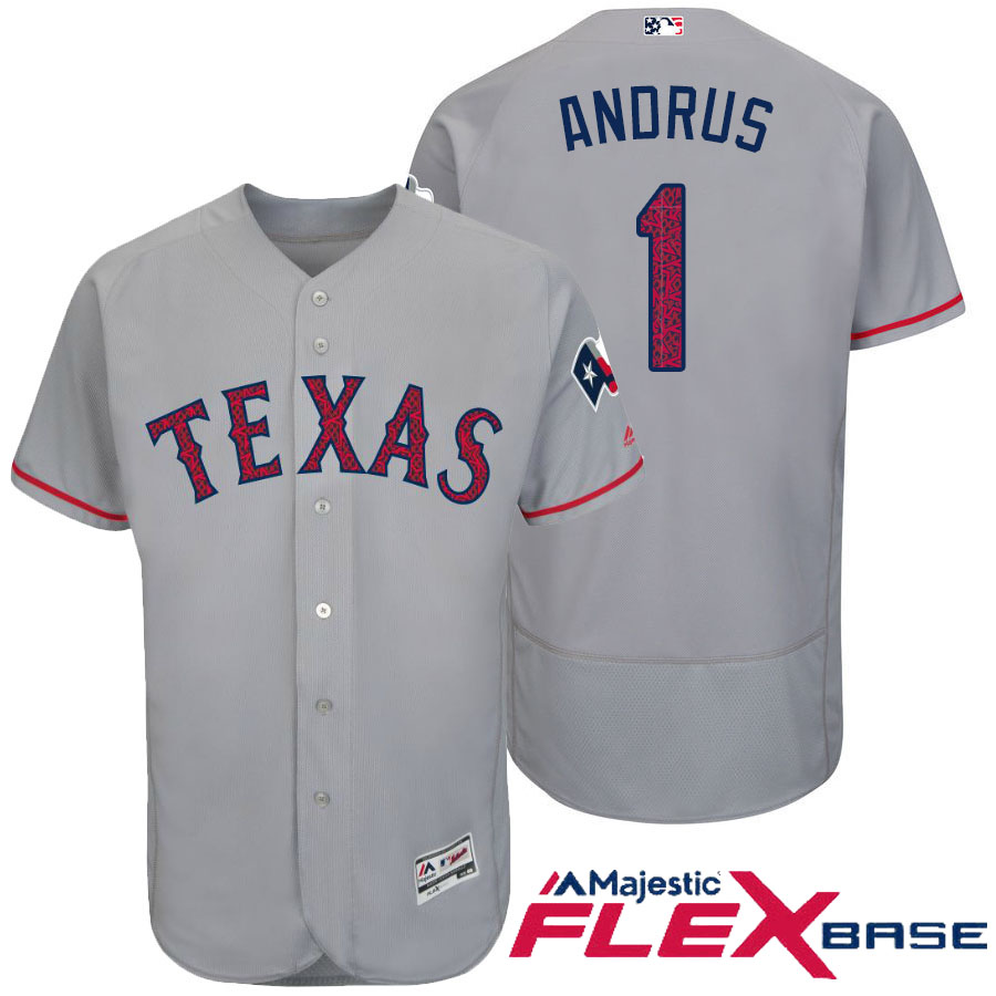 Texas Rangers #1 Elvis Andrus Gray Stars & Stripes 2016 Independence Day Flex Base Jersey