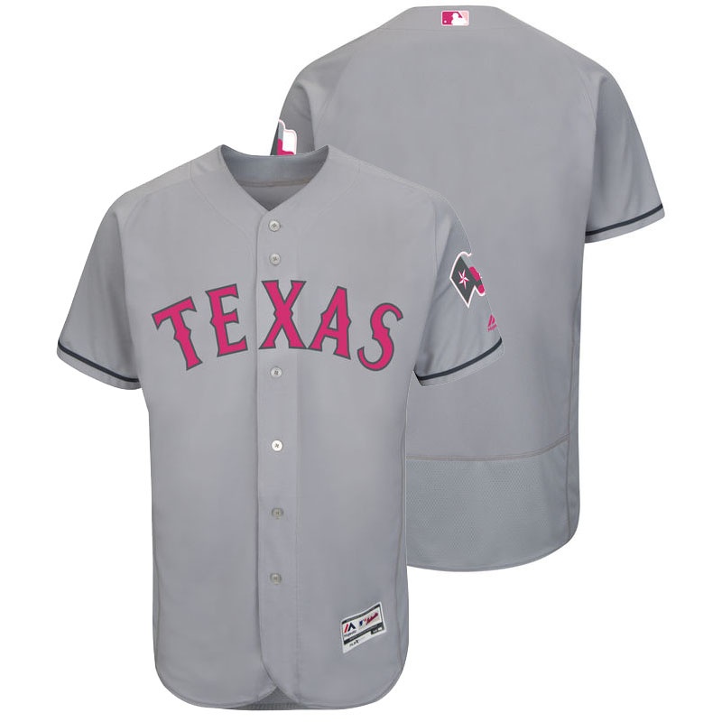 Texas Rangers Gray Road 2016 Mother's Day Flex Base Jersey