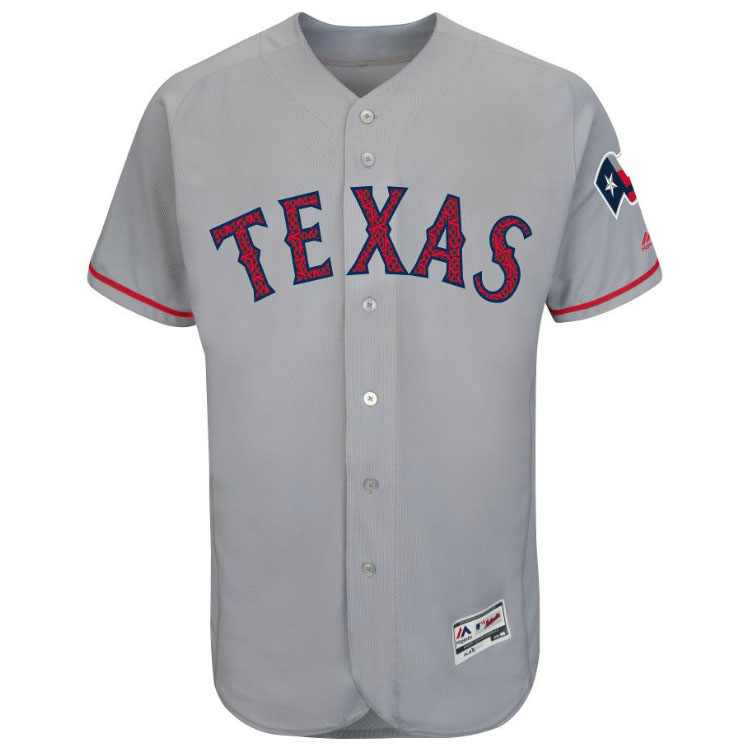 Texas Rangers Majestic Gray 2016 Independence Day Stars & Stripes Flex Base Team Jersey