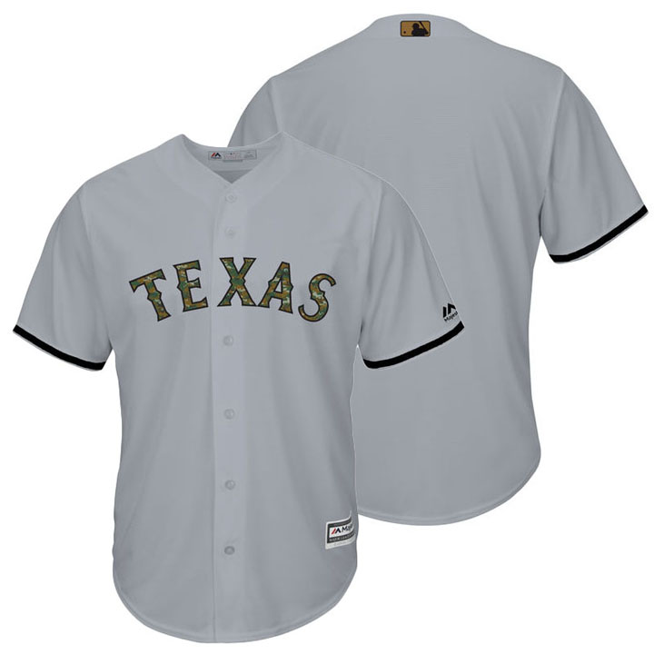 Texas Rangers Gray Camo Fashion 2016 Memorial Day Cool Base Jersey