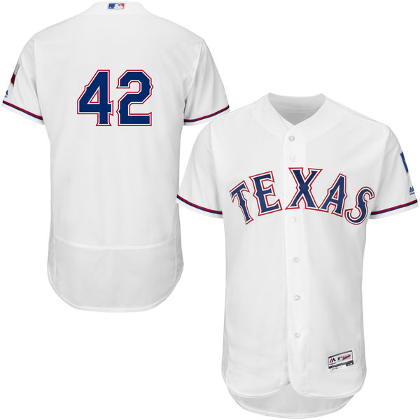 Texas Rangers Jackie Robinson #42 Majestic White Authentic Collection Flexbase Jersey