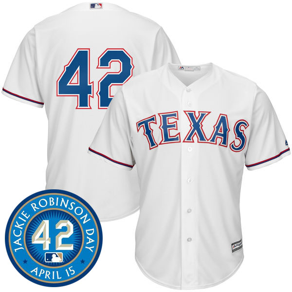 Texas Rangers #42 Jackie Robinson Majestic White Cool Base Jersey