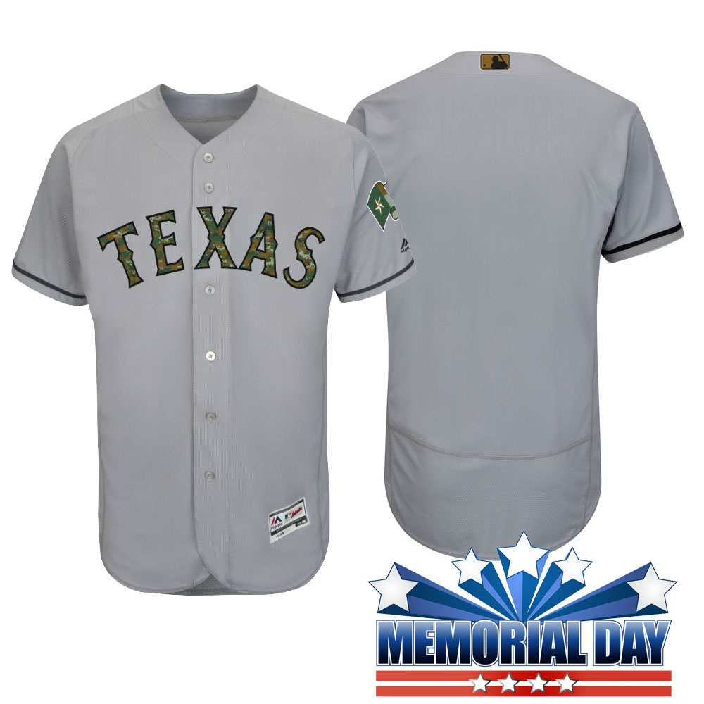 Texas Rangers Memorial Day Gray Camo Flex Base Team Jersey