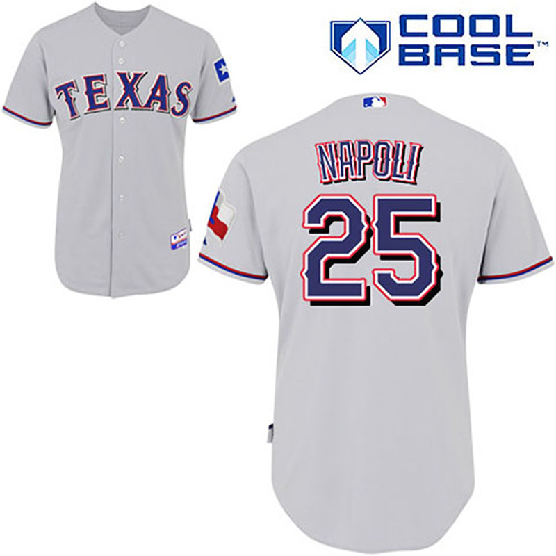 Texas Rangers #25 Mike Napoli Grey Road Cool Base Jersey