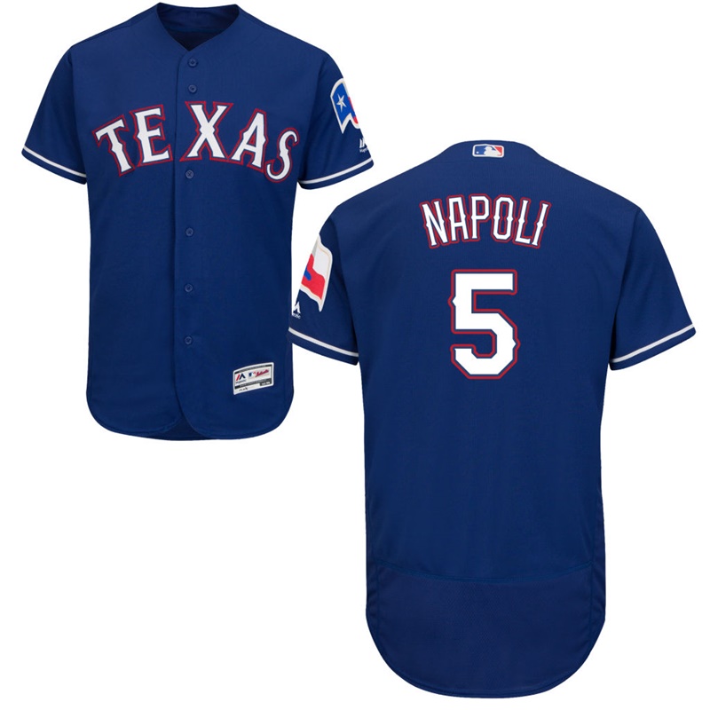 Men Texas Rangers Mike Napoli #5 Royal Alternate Flex Base Jersey