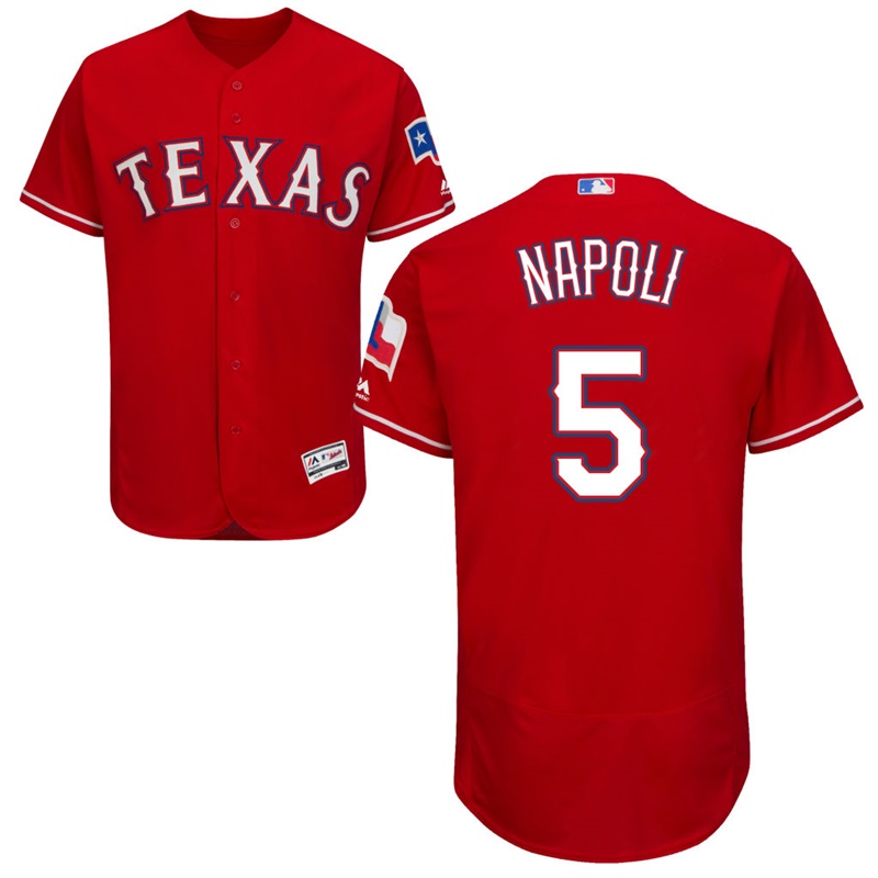 Men Texas Rangers Mike Napoli #5 Scarlet Alternate Flex Base Jersey