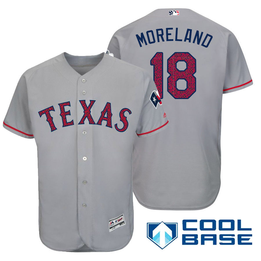 Texas Rangers #18 Mitch Moreland Gray Stars & Stripes 2016 Independence Day Cool Base Jersey