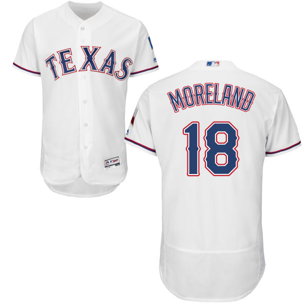 Texas Rangers Mitch Moreland #18 Majestic White Authentic Collection Flexbase Jersey