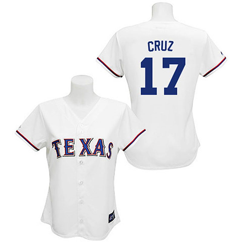 Texas Rangers #17 Nelson Cruz White Women's Fashion Jersey