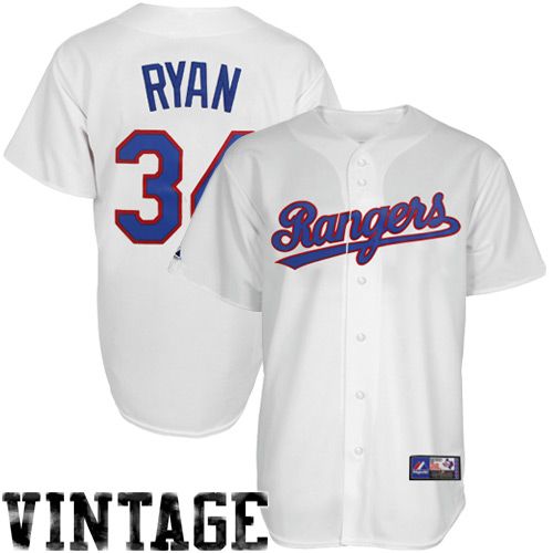 Texas Rangers Nolan Ryan #34 White Cooperstown Cool Base Vintage Jersey