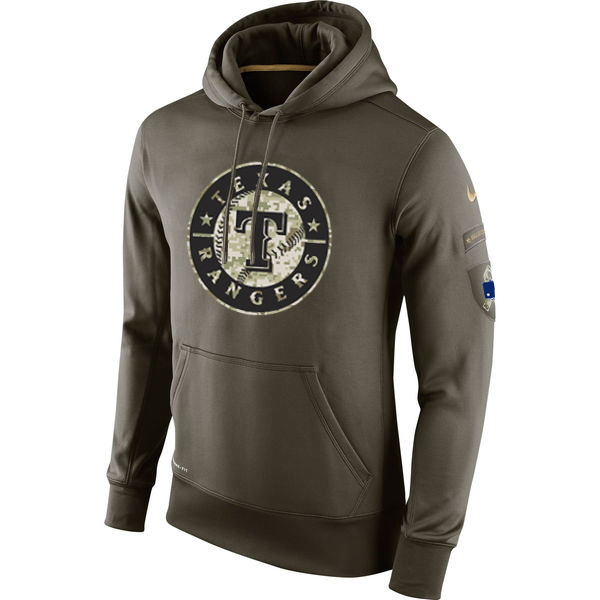 Texas Rangers Olive Salute To Service Pullover Hoodie