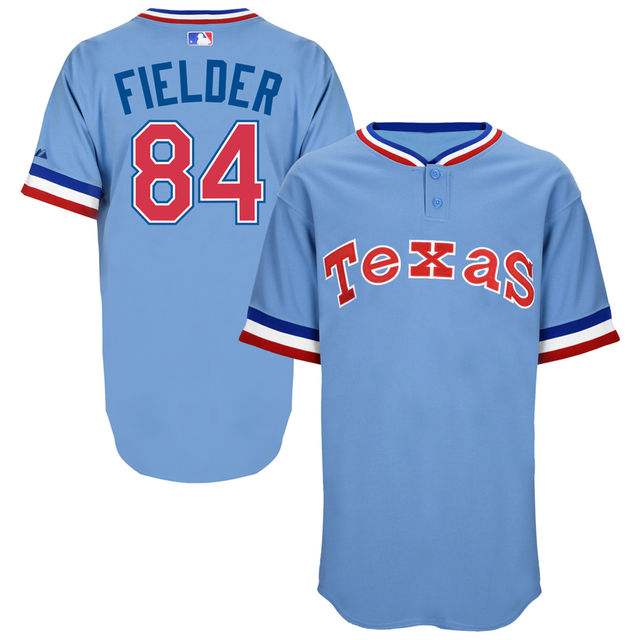 Texas Rangers Prince Fielder #3 Majestic Light Blue Authentic Turn Back the Clock Jersey