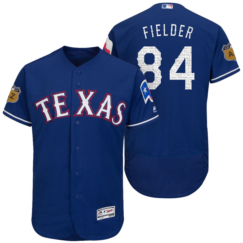 Texas Rangers Prince Fielder #84 Royal 2017 Spring Training Cactus League Patch Authentic Collection Flex Base Jersey