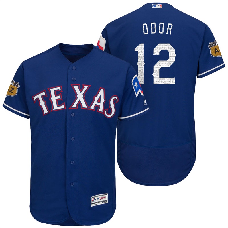 Texas Rangers Rougned Odor #12 Royal 2017 Spring Training Cactus League Patch Authentic Collection Flex Base Jersey