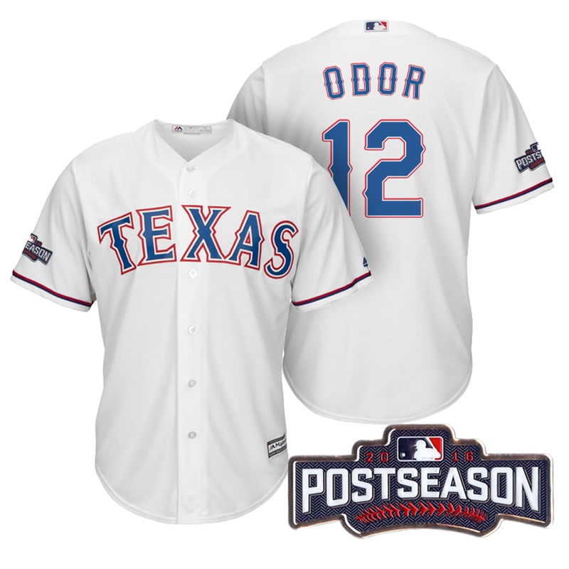 Texas Rangers Rougned Odor #12 AL West Division Champions White 2016 Postseason Patch Cool Base Jersey