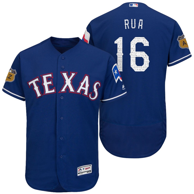 Texas Rangers Ryan Rua #16 Royal 2017 Spring Training Cactus League Patch Authentic Collection Flex Base Jersey