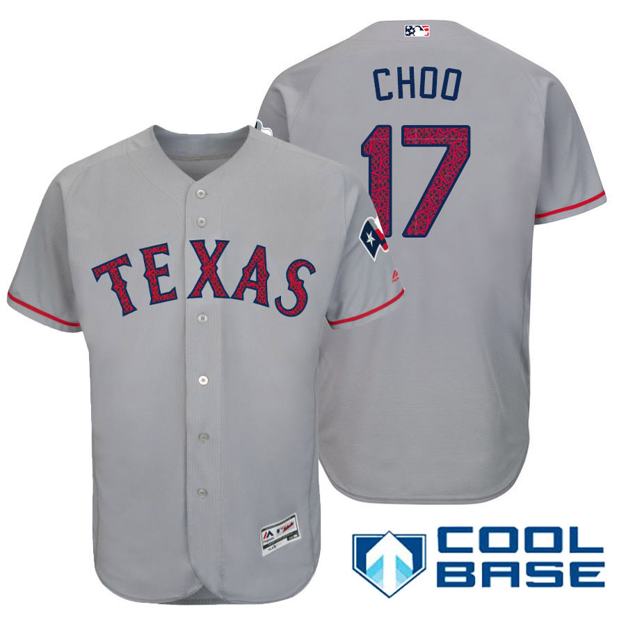 Texas Rangers #17 Shin-soo Choo Gray Stars & Stripes 2016 Independence Day Cool Base Jersey