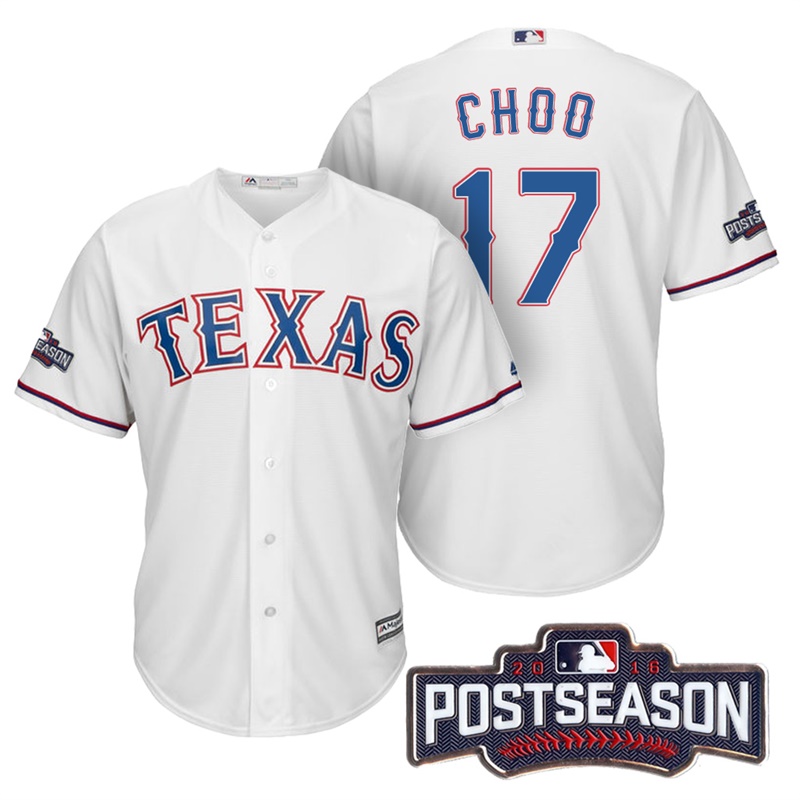 Texas Rangers Shin-Soo Choo #17 AL West Division Champions White 2016 Postseason Patch Cool Base Jersey