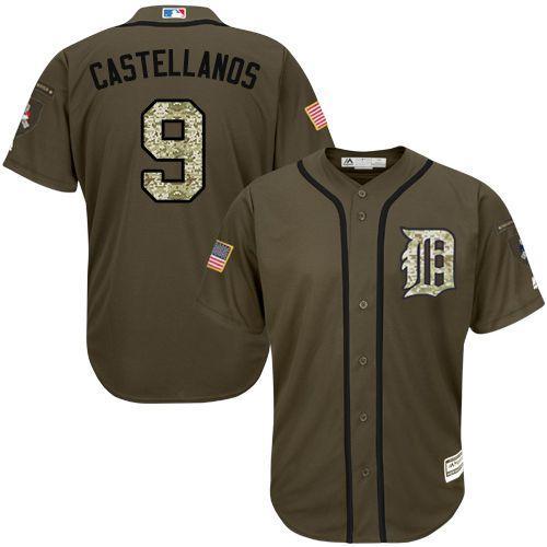 Detroit Tigers #9 Nick Castellanos Olive Camo Stitched Baseball Jersey