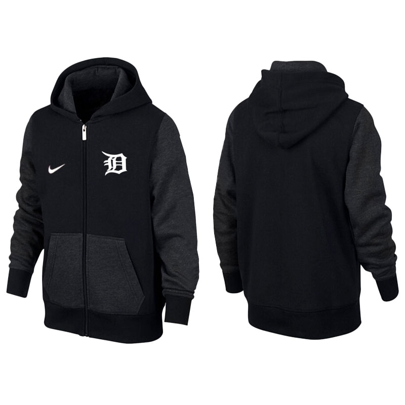 Detroit Tigers Black Gray Full-Zip Aunthetic Pullover Hoodie