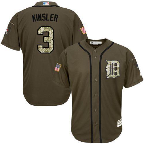 Detroit Tigers #3 Ian Kinsler Olive Camo Cool Base Jersey