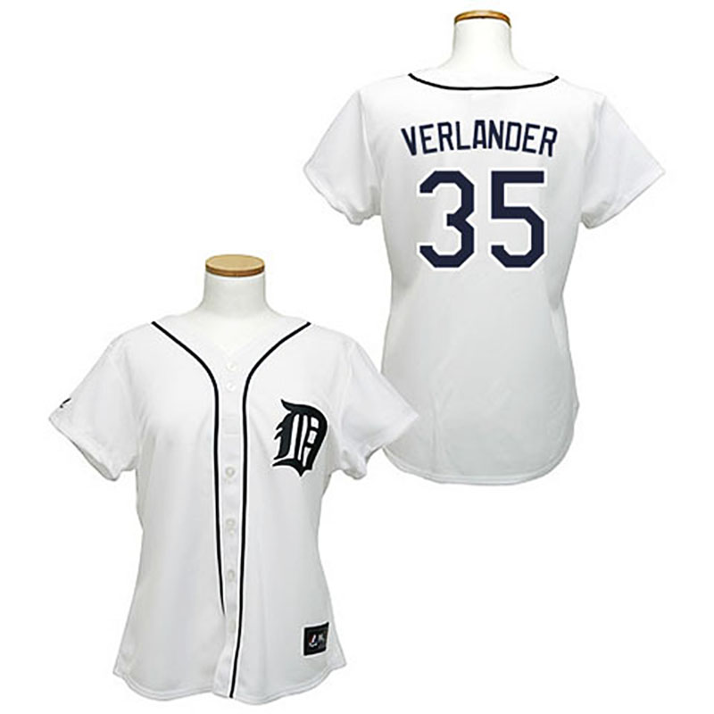 Detroit Tigers #35 Justin Verlander White Women's Fashion Jersey