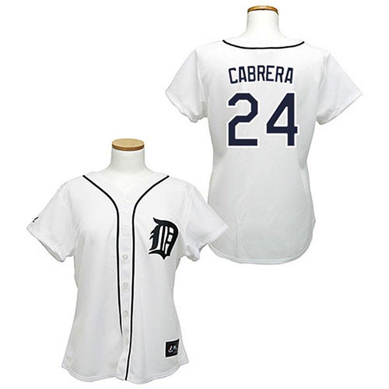 Detroit Tigers #24 Miguel Cabrera White Women's Fashion Jersey