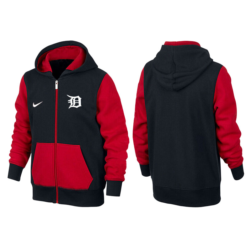 Detroit Tigers Red Gray Full-Zip Aunthetic Pullover Hoodie