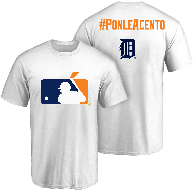 Detroit Tigers White Hispanic Heritage Month PonleAcento T-Shirt