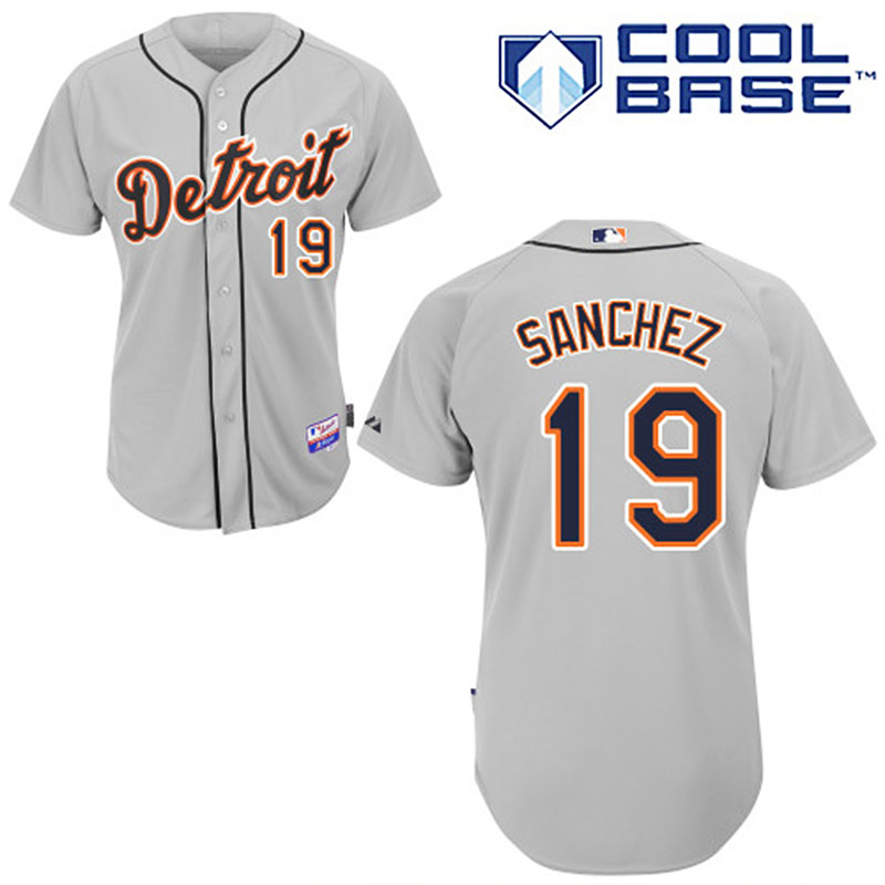 Detroit Tigers #19 Anibal Sanchez Men's Authentic Grey Road Majestic MLB Cool Base Jersey