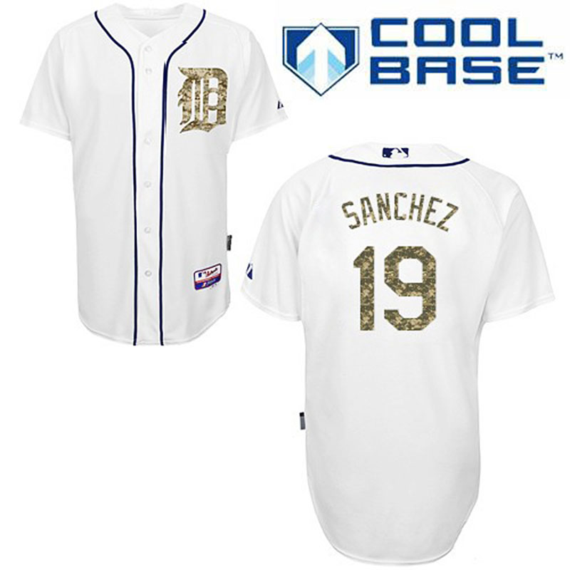 Detroit Tigers #19 Anibal Sanchez Men's Authentic White USMC Majestic MLB Cool Base Jersey