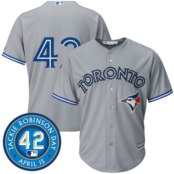 Toronto Blue Jays #42 Jackie Robinson Majestic Gray Cool Base Jersey