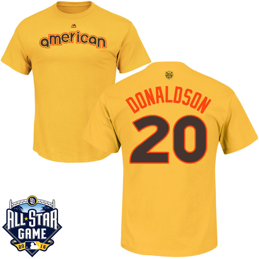 Toronto Blue Jays Josh Donaldson #20 Yellow 2016 MLB All-Star Game American League Name & Number T-Shirt