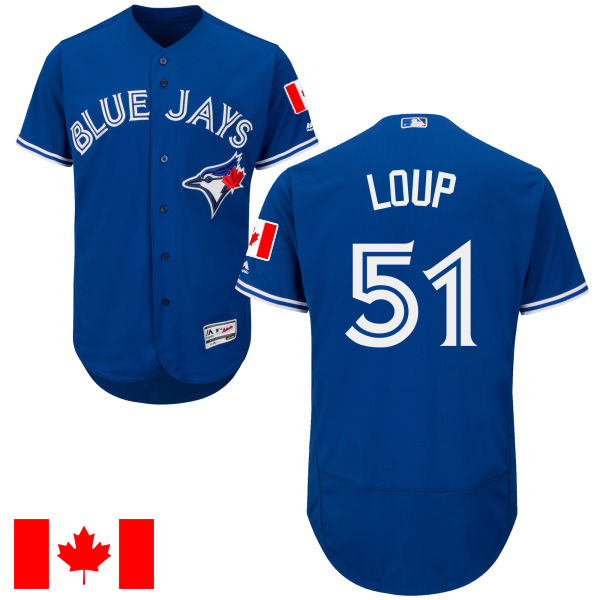 Toronto Blue Jays Aaron Loup #51 Majestic Royal 2016 Canada Day Flex Base Jersey