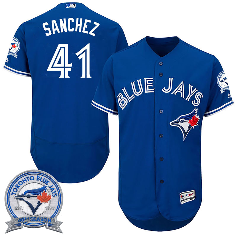 Toronto Blue Jays Aaron Sanchez #41 Royal Alternate 40th Anniversary Patch Flex Base Jersey