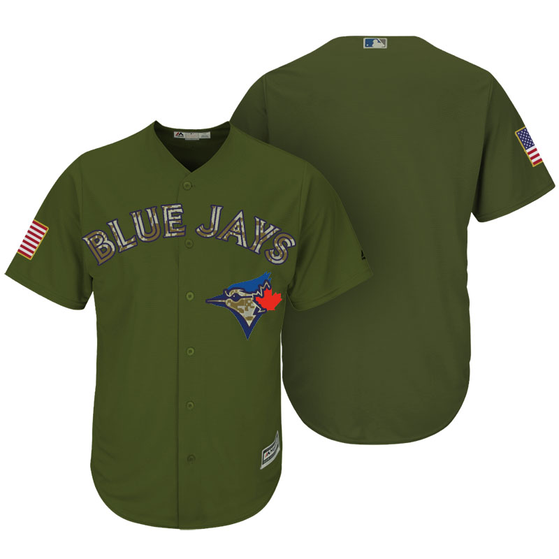 Toronto Blue Jays Camo Olive Salute Official Cool Base Team Jersey