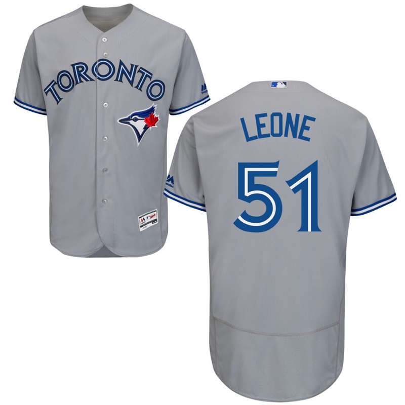 Men Toronto Blue Jays Dominic Leone #51 Gray Road Flex Base Jersey