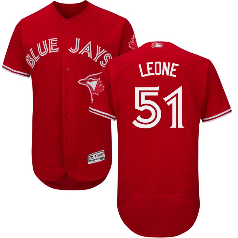 Men Toronto Blue Jays Dominic Leone #51 Scarlet 2017 Alternate Flex Base Jersey