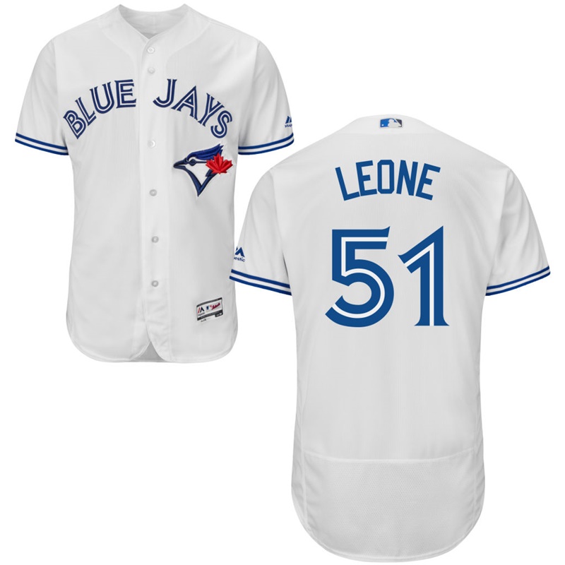 Men Toronto Blue Jays Dominic Leone #51 White Home Flex Base Jersey