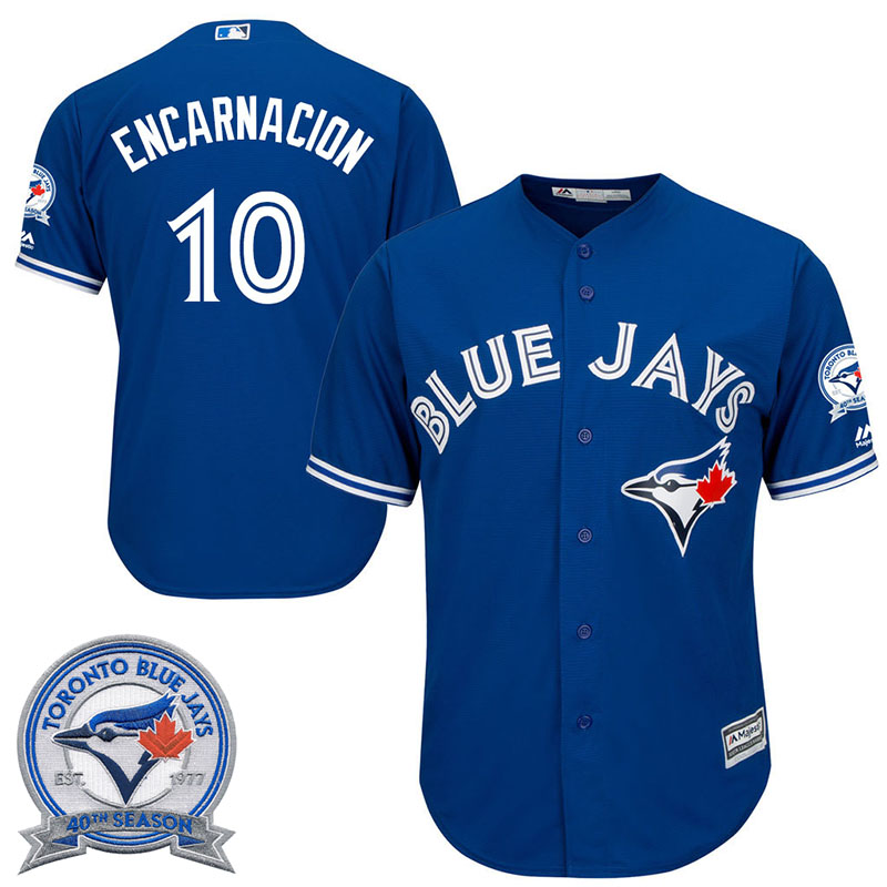 Toronto Blue Jays Edwin Encarnacion #10 Royal Alternate 40th Anniversary Patch Cool Base Jersey