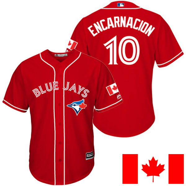 Toronto Blue Jays Edwin Encarnacion #10 Majestic 2016 Canada Day Red Cool Base Jersey