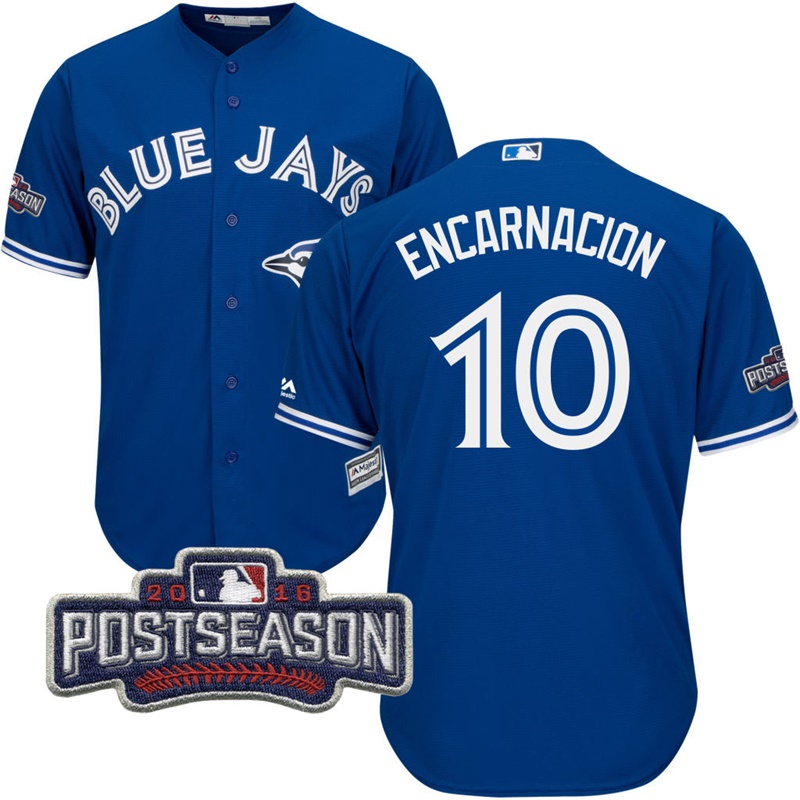 Toronto Blue Jays Edwin Encarnacion #10 Royal 2016 Postseason Patch Cool Base Jersey