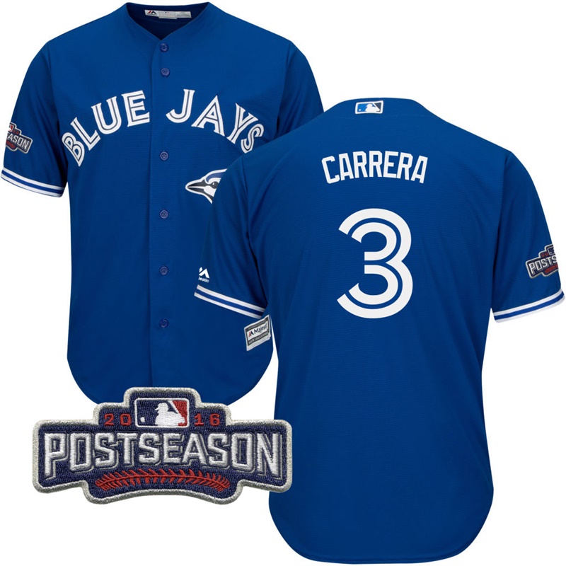 Toronto Blue Jays Ezequiel Carrera #3 Royal 2016 Postseason Patch Cool Base Jersey