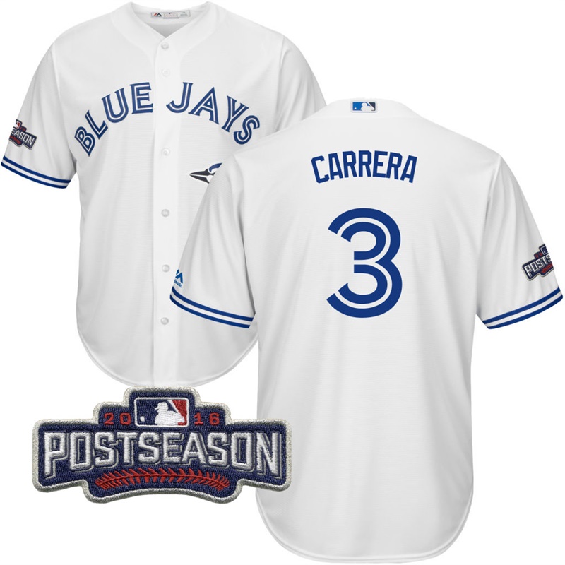 Toronto Blue Jays Ezequiel Carrera #3 White 2016 Postseason Patch Cool Base Jersey