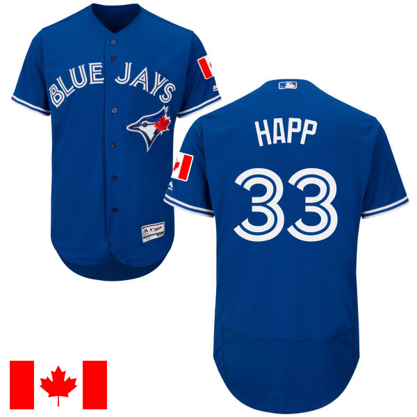 Toronto Blue Jays J.A. Happ #33 Majestic Royal 2016 Canada Day Flex Base Jersey